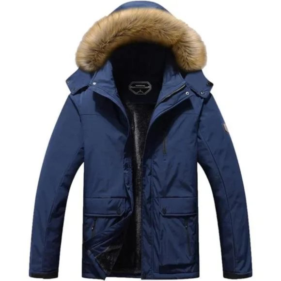 New Men's Winter Snow Coat Warm Ski Jacket Waterproof Hooded Work Outerwear - Picture 1 of 7